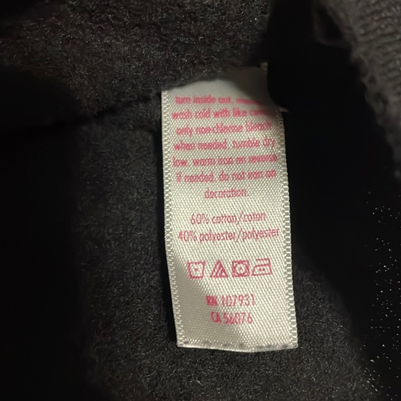 Justice Active Sz 20 blk cold shoulder sweatshirt w wht JUSTICE graphic - Picture 3 of 3